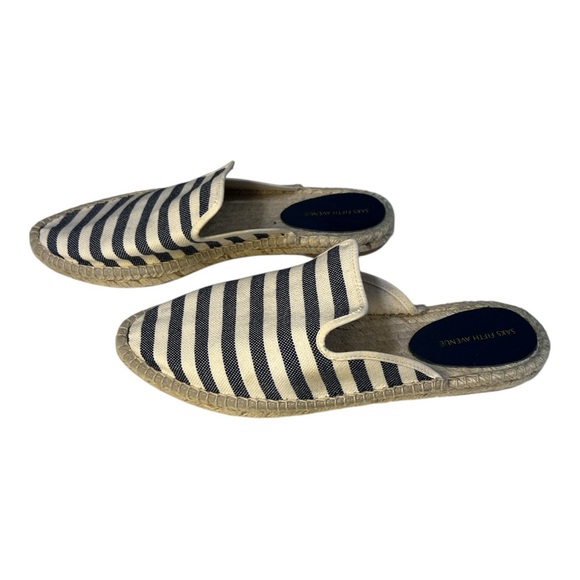 Saks Fifth Avenue Women's Navy and White Striped Espadrilles NWOT SB13 - Picture 7 of 9